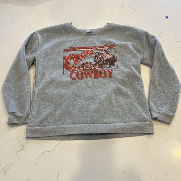 Coors Beer The Original Cowboy Gray Pullover Sweatshirt Size L - Picture 1 of 4